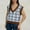 Light Blue, variant on Amidoa Crop Sweater Tops for Women Light Blue V-Neck Sleeveless Summer Plaid Cute Sweater Vests Women's Cardigans