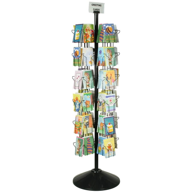Displays2go Spinning Greeting Card Floor Rack with (72) 5x7 Pockets, 70 ...