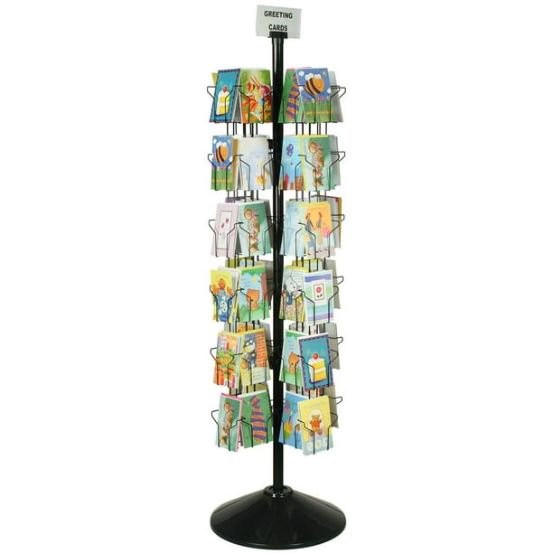 Displays2go Spinning Greeting Card Floor Rack With 72 5x7 Pockets 70 Tall Rotating Wire Stand Wire Construction With Plastic Base And Sign Holder Walmart Com Walmart Com