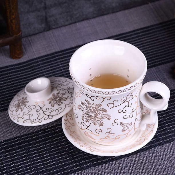 TIANYI-Hollihi Tasse En Porcelaine Avec Couvercle, Soucoupe Et Infuseur Tasse A The Chinoise En Porcelaine De Jingdezhen Ideale Pour Cafe Ou Feuilles De The Pour La Maison Ou Le Bureau TIANYI-Hollihi Tasse En Porcelaine Avec Couvercle, Soucoupe Et Infuseur Tasse A The Chinoise En Porcelaine De Jingdezhen Ideale Pour Cafe Ou Feuilles De The Pour La Maison Ou Le Bureau