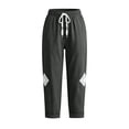 thumbnail image 4 of Admvng Linen Pants for Women Elastic Drawstring Waist Straight Leg Casual Soft Trousers with Pockets, 4 of 9