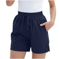 thumbnail image 3 of Lightening Sale! lcziwo Womens Side Split Athletic Shorts Drawstring Elastic Waist Summer Athletic Shorts Lightweight Comfy Gym Running Shorts with Zipper Pockets Navy XL, 3 of 9