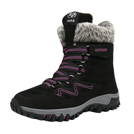 

Wesracia Boots For Women Winter Boots Women s Fashion Casual Roman Short Ankle Snow Boots Chunky Heels Leather Shoes