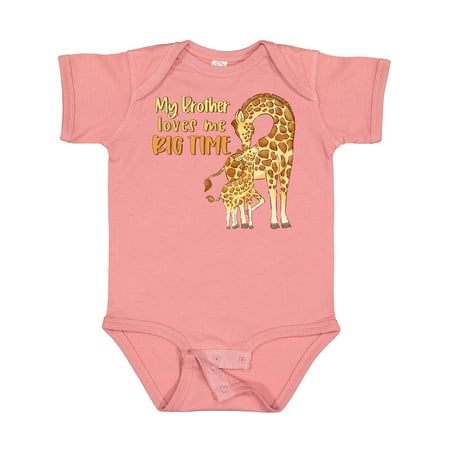 

Inktastic My Brother Loves Me Big Time Cute Giraffe Family Gift Baby Boy or Baby Girl Bodysuit