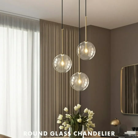 

LOPNGLS Modern Simple Transparent Glass Nordic Chandelier - Contemporary Creative Design Ideal for Decorative Lighting in Attic Bedroom or Modern Dining Room