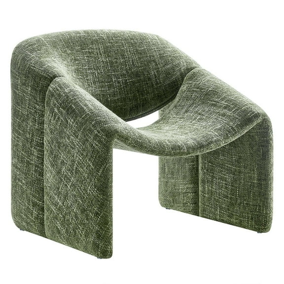 Modway Vivi Metal Frame and Chenille Upholstered Accent Chair in Basil