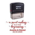 thumbnail image 1 of Printtoo Personalized Red Self Inking A Sweet Ending To A New Beginning Wedding Favor Stamp Custom Rubber Stamper-68 x 30 mm, 1 of 6