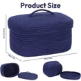 thumbnail image 2 of Oval Cotton Rope Storage Basket with Lid, Navy Blue Woven Storage Bin Decorative Organizer, Nursery Storage Container, Diaper Caddy, Multifunctional Desktop Storage Box for Home Supplies, 2 of 7