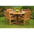 thumbnail image 4 of Teak Dining Set: 4 Seater 5 Pc: 60" Round Dining Table And 4 Devon Arm/Captain Chairs Outdoor Patio Grade-A Teak Wood WholesaleTeak #WMDSDVl, 4 of 7