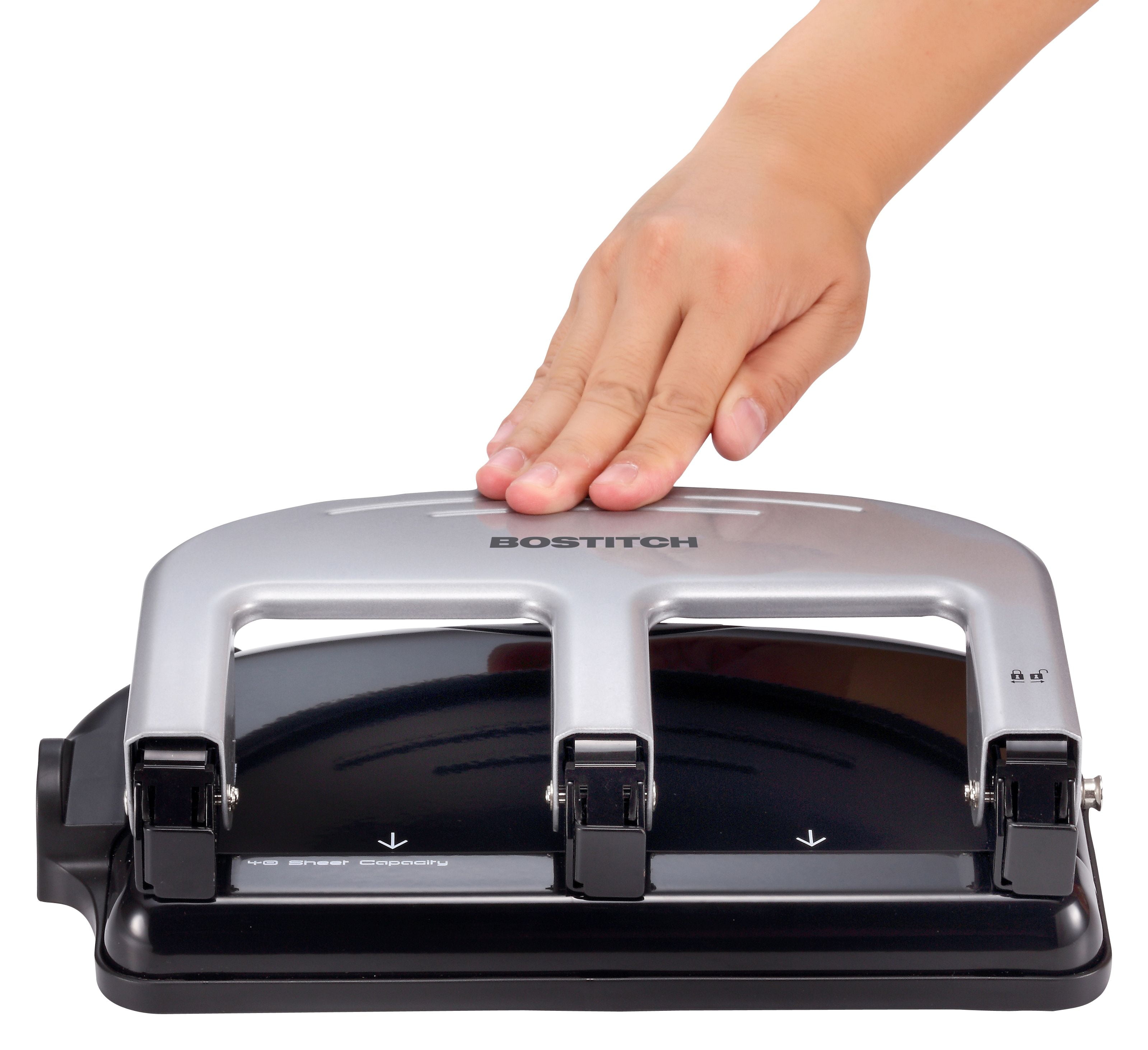 Silver 40 Sheets 4 Pack PaperPro inPRESS 40 Reduced Effort 3-Hole Punch 2240