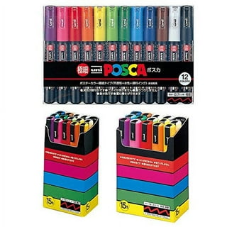  Uni Posca PC-1MR White Colour Paint Marker Pens Ultra Fine  0.7mm Calibre Tip Nib Writes On Any Surface Glass Metal Wood Plastic Fabric  (Pack of 3) : Office Products