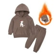 thumbnail image 2 of Mercatoo Boys Girls Middle and Large Children Christmas Fleece Warm Thickened Dinosaur Printing Sweater Pants 2 Piece Sports Suit Girls 2t Clothes, 2 of 4