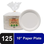 Heavy Duty Sustainables Premium Dinner Plate 125ct, 10", Compostable, Eco-Friendly, Sugarcane