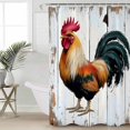 thumbnail image 5 of Vintage Rooster Shower Curtain, 36" x 72", Colorful Chicken White Wooden Broad Waterproof Bathroom Curtain Washable Shower Curtain Set with 12 Hooks, 5 of 6