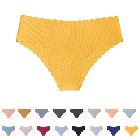 Bixock Women's Seamless Briefs Period Underwear Low Waist Seamless Cotton Crotch Wavy Solid Color Soft Comfortable Ladies Daily Underwear Briefs