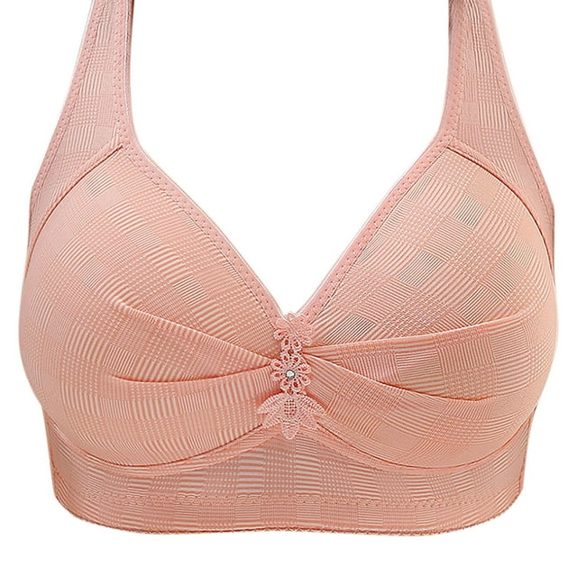 Birdeem Womens Non Steel Ring Style Printed Gathered Middle Button Breathable Underwear Daily Bra