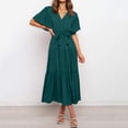 thumbnail image 4 of Vestido boho de playa de verano para mujer: vestido midi sin mangas de color liso con volantes, cuerpo fruncido y espalda descubierta, 4 of 6