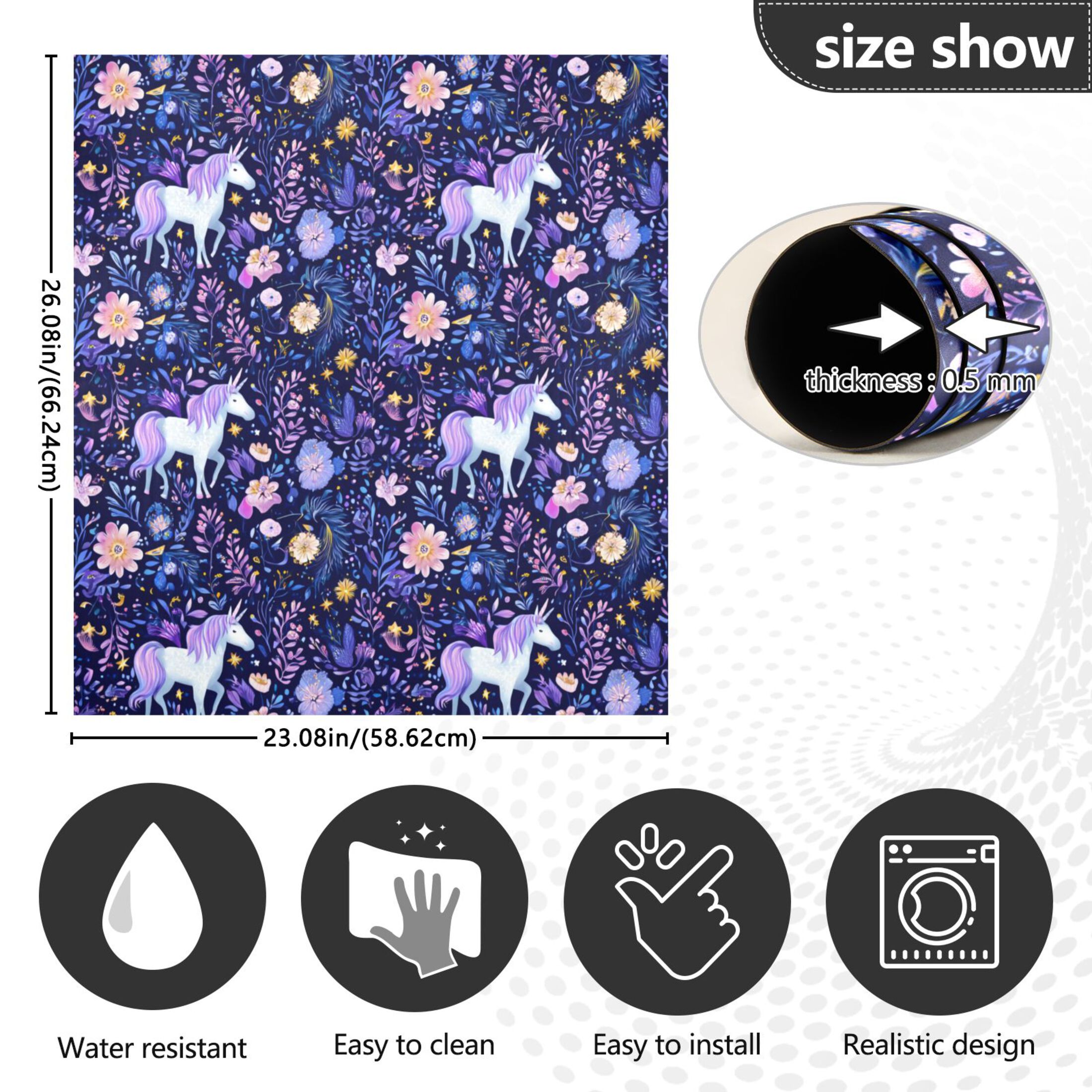 Dishwasher Magnetic Refrigerator Magnet Cover Sticker Home Decorative 23"x26" Unicorns Stars and Moons