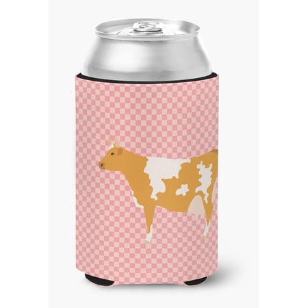 Guernsey Cow Pink Check Can or Bottle Hugger