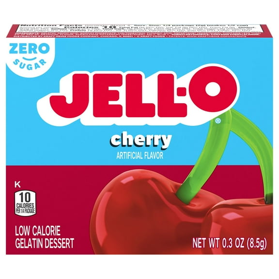 Jell-O Zero Sugar Cherry Gelatin Dessert Mix - 0.3 oz