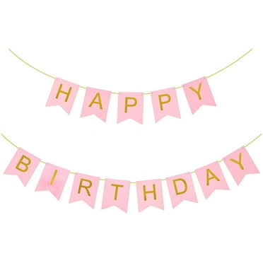 Bipra Pink & Gold Happy Birthday Banner, Decorative Party Decoration