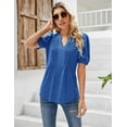 thumbnail image 4 of ZHENWEI Womens V Neck Puff Short Sleeve Pleated T Shirts Fashion Summer Tops Casual Tunic Blouse, 4 of 8