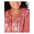thumbnail image 3 of STYLE & COMPANY Womens Red Printed Long Sleeve V Neck Blouse Top Plus  Size: 1X, 3 of 4