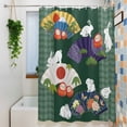 thumbnail image 3 of Fans Rabbits Shower Curtain, 36" x 72", Japanese Colored Fans Rabbit Tumbler Dark Green Plaid Waterproof Bathroom Curtain Washable Shower Curtain Set with 12 Hooks, 3 of 8