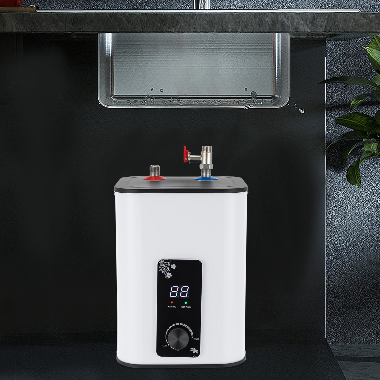 DUYIWAA 8L Point of Use Electric Water Heater, 1500W Instant Hot Water, Demand Under Sink Water Heate with Leak-Proof Design for Kitchens, Cabinets, Bathrooms, RVs