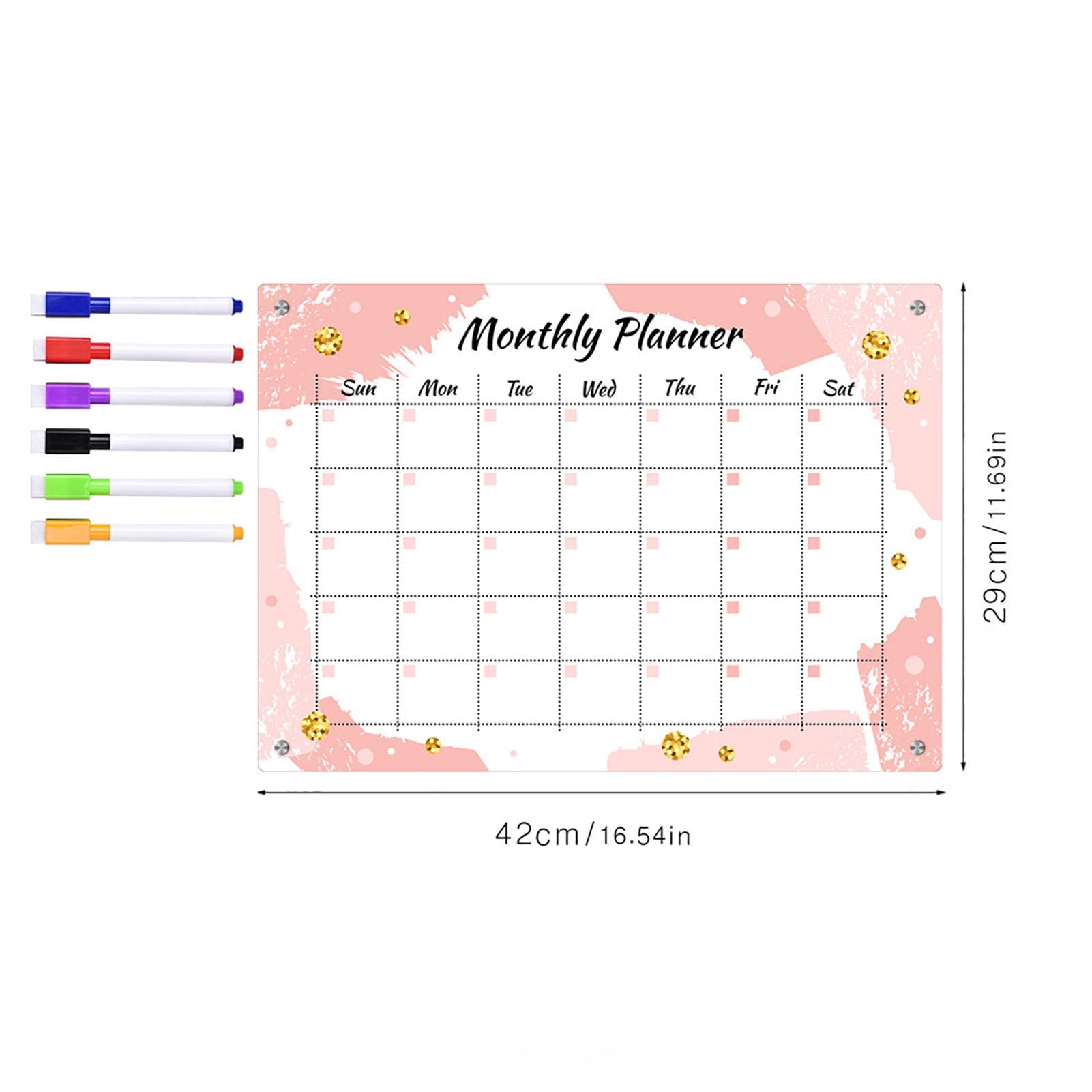 Sylvtty Transparent Acrylic Weekly Planner Magnetic Stickers Re-writable Smooth Writing Message Board for Organization