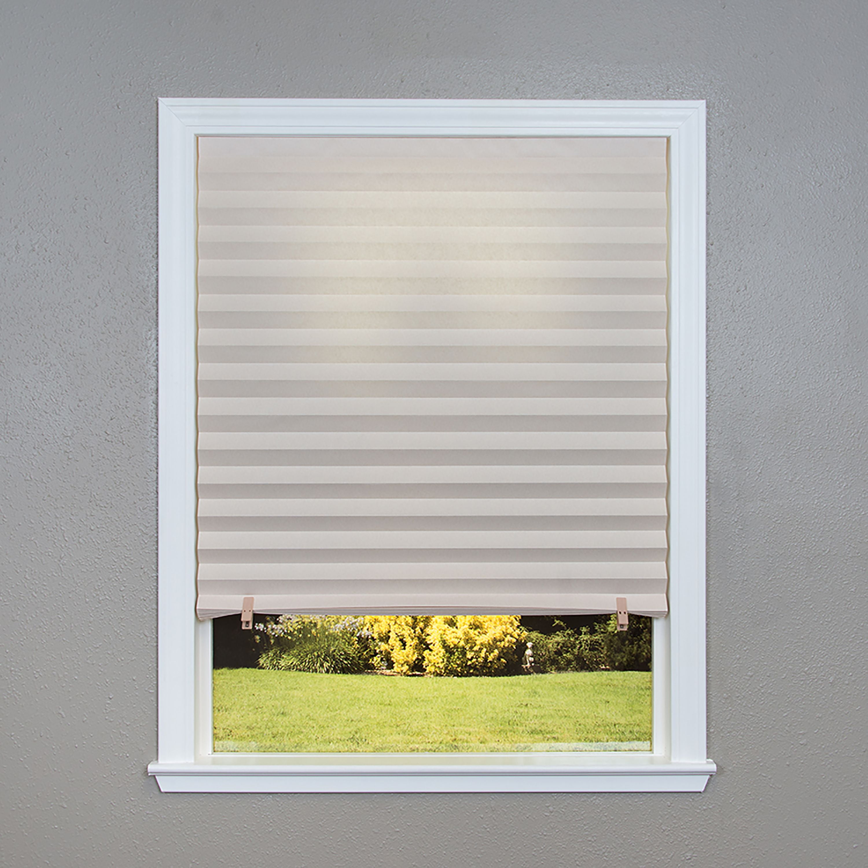 Redi Shade Cordless Beige Paper Light Filtering Pleated Shade, 1.5" x 36"