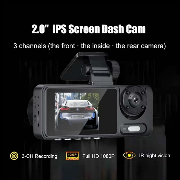 EGNMCR 2-inch Dashcam 3-channel HD 1080P 3-lens Parking
