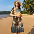 thumbnail image 4 of Uemuo Cloud Rainbow Winged Dog Print Womens Summer Dress Casual Swing Short Sleeve Sundresses Beach A-line Shift Dress, 4 of 6