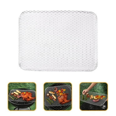 Harliver 10 Pcs BBQ Disposable Grill Topper Non Stick BBQ Grill Mesh Mat Disposable Grill Pans for Outdoor Grill Disposable Grill Liners Cooking Grid Grates Pad for Camping Picnics Meat Grilling