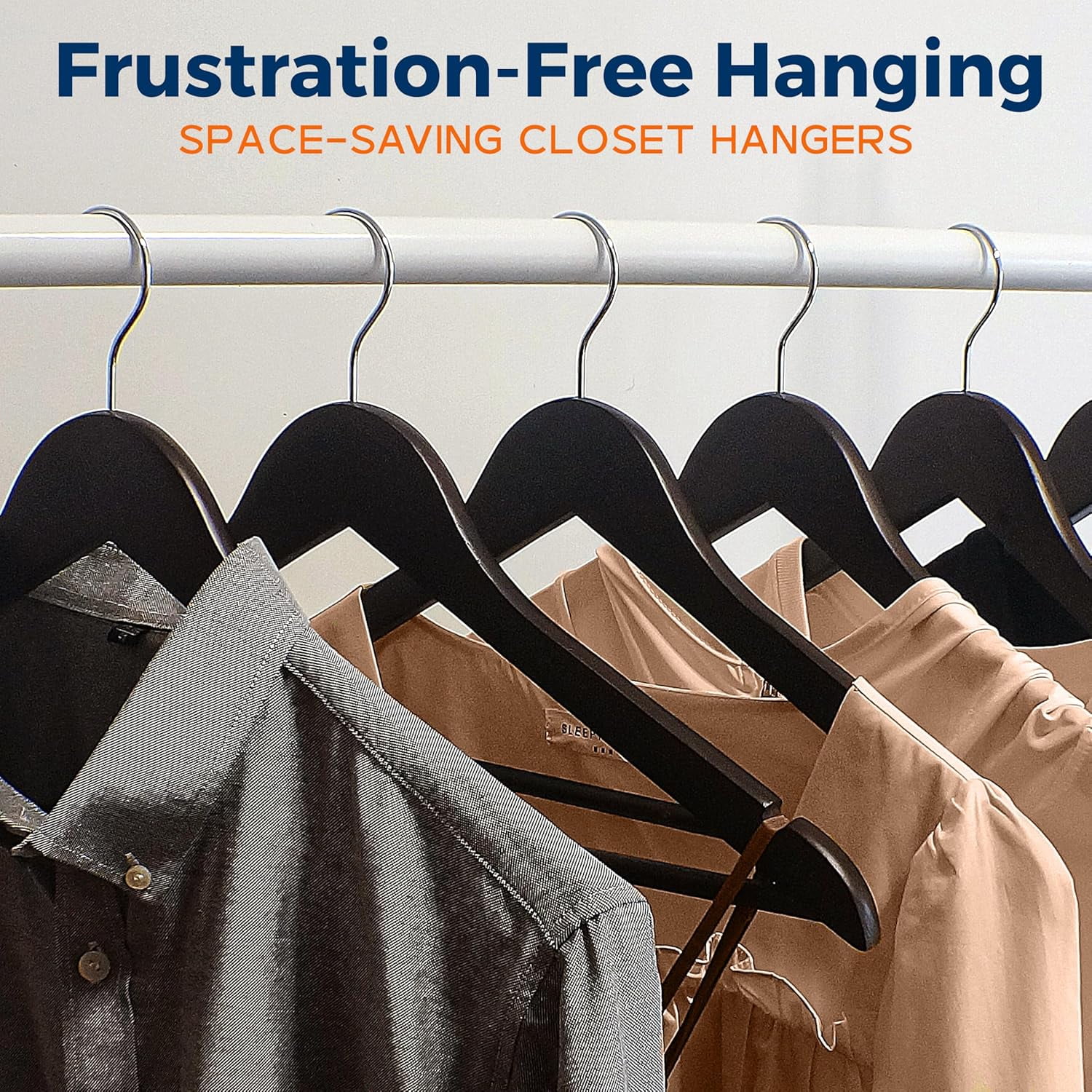 Vintage Wooden Hangers 5 Pack – Heavy-Duty with 360° Swivel Hook, Non-Slip, Pants Bar & Shoulder Grooves - Wooden Hangers for Suits, Jackets, Dresses & Camisoles, Space-Saving and Smooth Finish