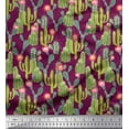 thumbnail image 1 of Soimoi Pink Silk Fabric Flower & Cactus Tree Decor Fabric Printed BTY 42 Inch Wide, 1 of 1