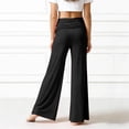 thumbnail image 4 of 2026 Coral Fold Over Yoga Pants for Girls Trendy Solid Wide Leg Loose Fit Trousers Ruched Palazzo Sports Pants Black 120, 4 of 5