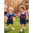thumbnail image 6 of BemeyourBBs Toddler Baby Boy Girl 4th of July Outfit Patriot Independence Day Outfit Newborn Baby Boys Girls Summer Clothes Short Sleeve Stars Stripe Print T Shirt Tops and Suspender Shorts Set, 6 of 9