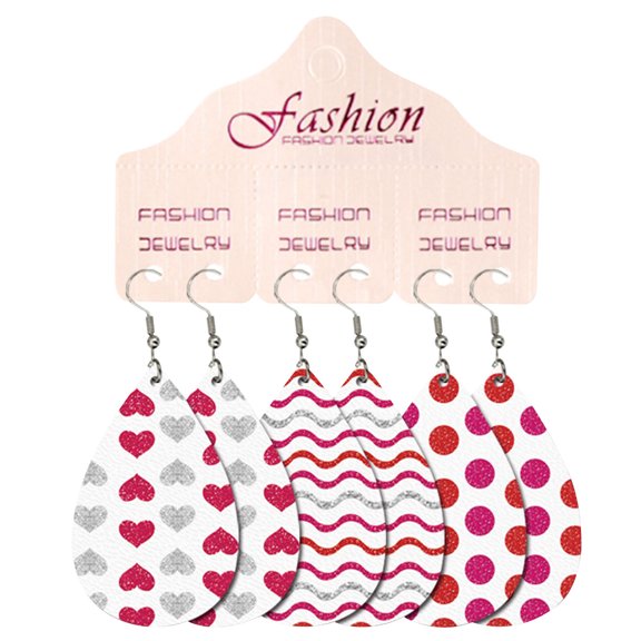 Ashosteey Heart Leather Earrings for Women Wedding Lightweight Teardrop Dangle Heart Valentines Day Gift, Faux Leather Earrings Set Valentine Day Gift for Girlfriend