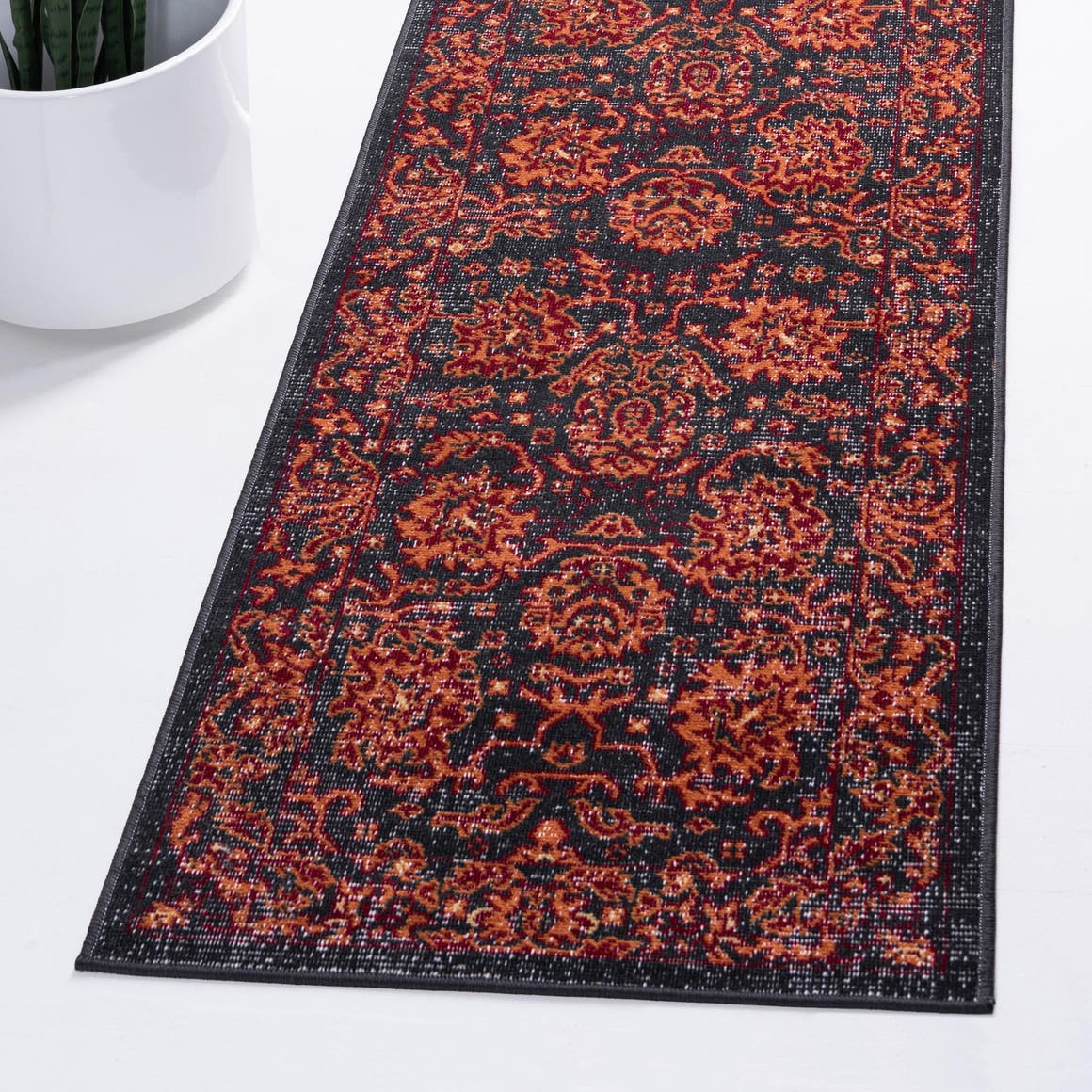 Lucerne Collection Runner Rug 6 Ft Runner Black LowPile Rug