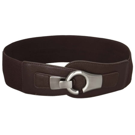 Cotton Elastic Waist Belt - BMC Wide High Waist Silver Metal Hook Eyelet Locking Buckle Elastic Fashion Belt