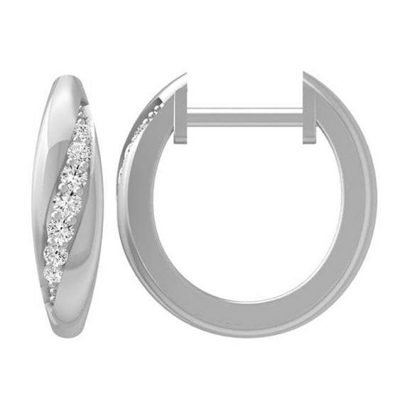 ARAIYA FINE JEWELRY Sterling Silver Round Lab-Grown Diamond Hoop Earrings (1/10 cttw, VS1 Clarity, D-E Color)
