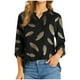 thumbnail image 1 of Camiseta de manga larga con cuello en V y estampado de moda de verano para mujer Fridja  bvmnju4847, 1 of 8