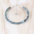 thumbnail image 3 of Aquamarine 4mm Rondelle Shape Faceted Cut Beads Adjustable Silver Plated Clasp Bracelet for men, women, unisex. Link Chain Stacking Bracelet.|LINK_00745, 3 of 5