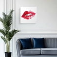 thumbnail image 2 of Canvas Print Wall Art Kiss Me Text Lipprint Retro Abstract Red Lips Framed Canvas Art Wall Decor Pictures Painting Morden Artwork for Living Room Bedroom, Ready to Hang, 24"x24", 2 of 4
