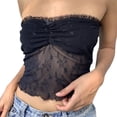 thumbnail image 6 of Douhoow Women Off Shoulder Tube Top Sleeveless Black Lace Mesh Strapless Bandeau Top, 6 of 6