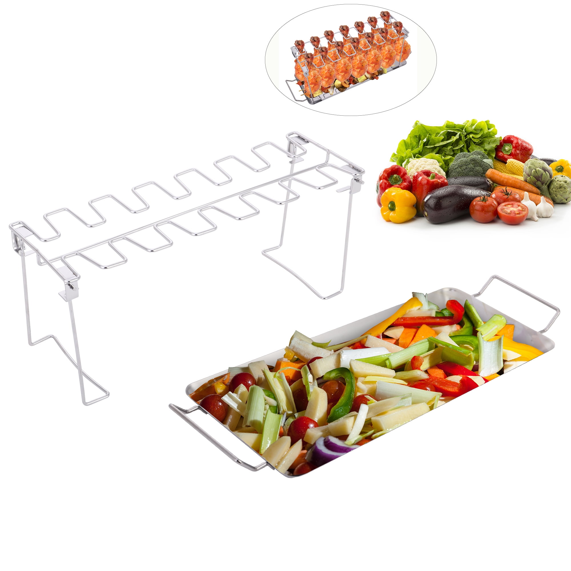 YouLoveIt 14 Slots Chicken Wing Rack Collapsible Stainless Steel ...
