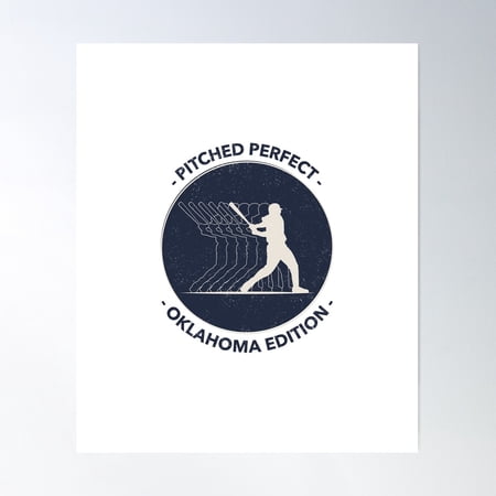 Pitched Perfect Oklahoma Edition Baseball Poster Wall Art, Modern Wall Decor For Living Room Bedroom, 12x18 UNFRAMED