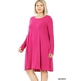 thumbnail image 3 of Zenana Women & Plus Long Sleeve Jersey Flared Swing T-Shirt Tunic Dress with Side Pockets, 3 of 5