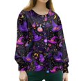 thumbnail image 4 of MLQIDK Halloween Scrub Jacket for Woman Long Sleeve Button up Plus Size Medical Scrub Top Pumpkin Ghost Bat Print Nursing Working Uniforms Spooky Lab Coat Purple Pink 5XL, 4 of 4